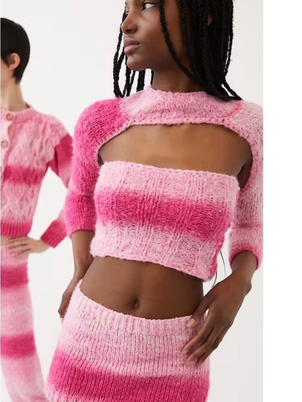 Tach Clothing Pink Gradient Ombre Knit Mini Boho Tania Skirt XS Anthropologie - Picture 12 of 13